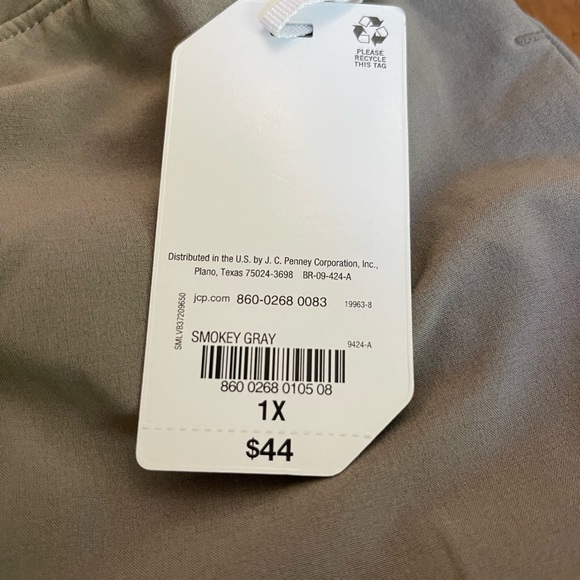 Stylus woman’s mid rise flat front pant 1x, side pockets, smoke grey, comfy - Picture 3 of 4